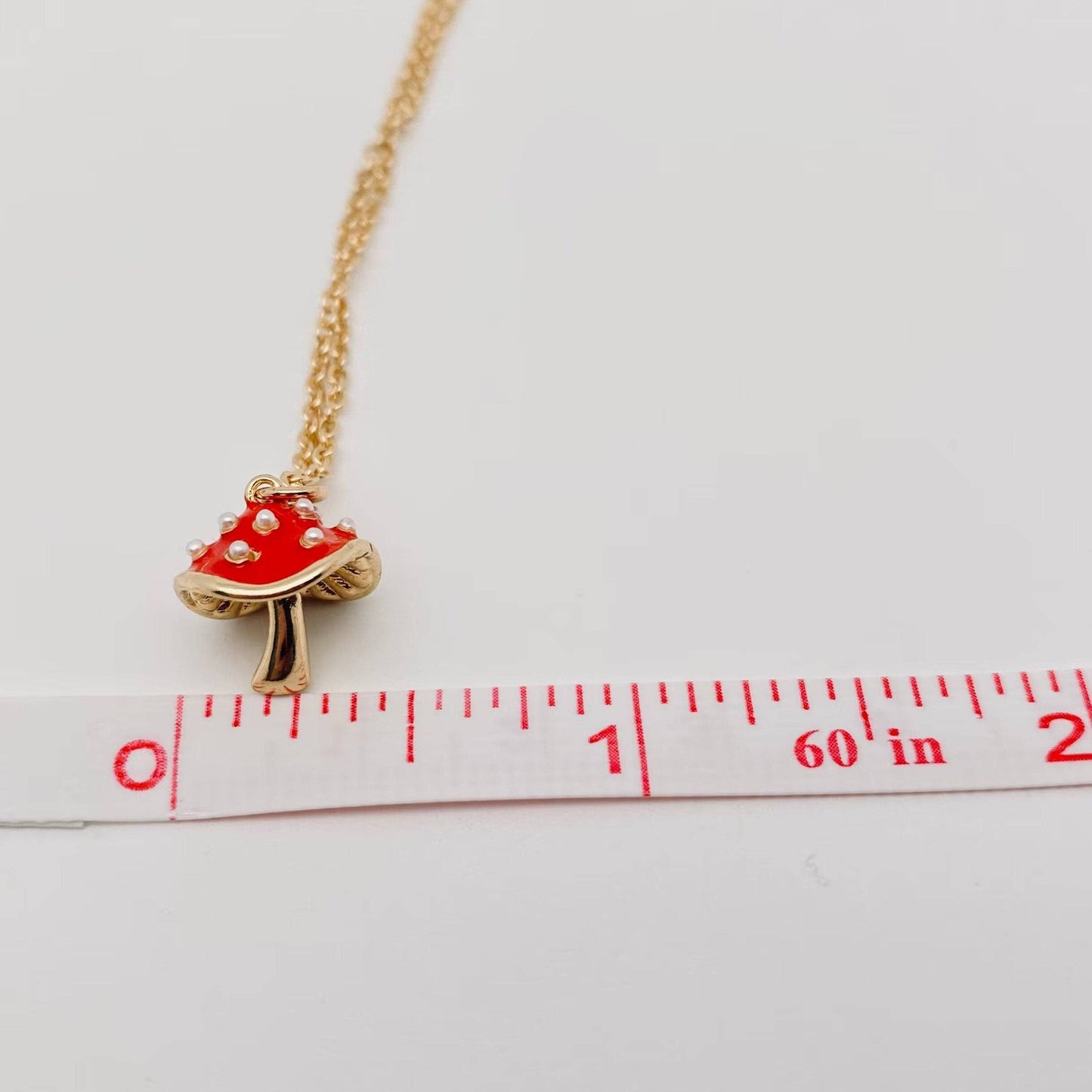 Mini Red Mushroom Pendant Necklace