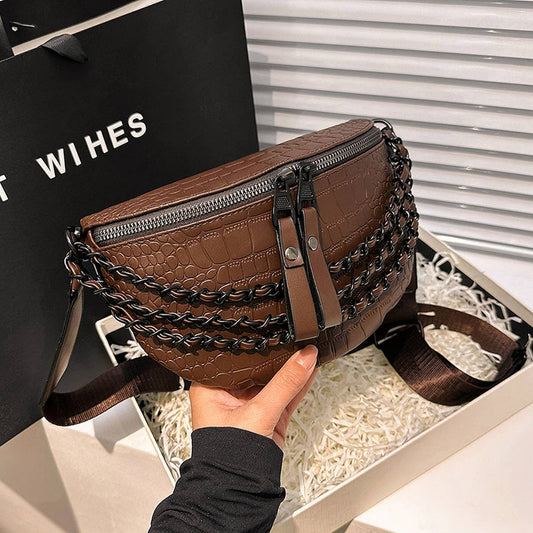 VERSATILE BLACK CHAIN FASHION CHEST BAG